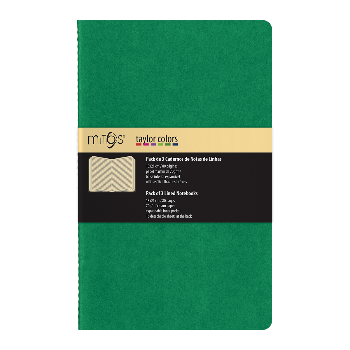 MITOS® TAYLOR-Pack3 Cadernos Notas Linhas(13x21cm)80pag